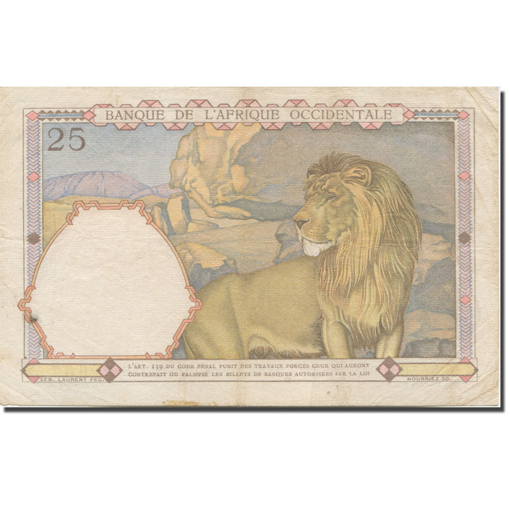 Geldschein, French West Africa, 25 Francs, 1942, 1942-04-22, KM:27, SS