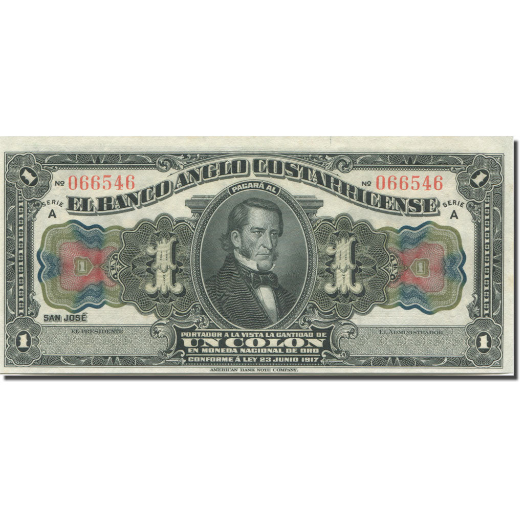 Banknote, Costa Rica, 1 Colon, L.1917, KM:S121r, UNC(65-70)