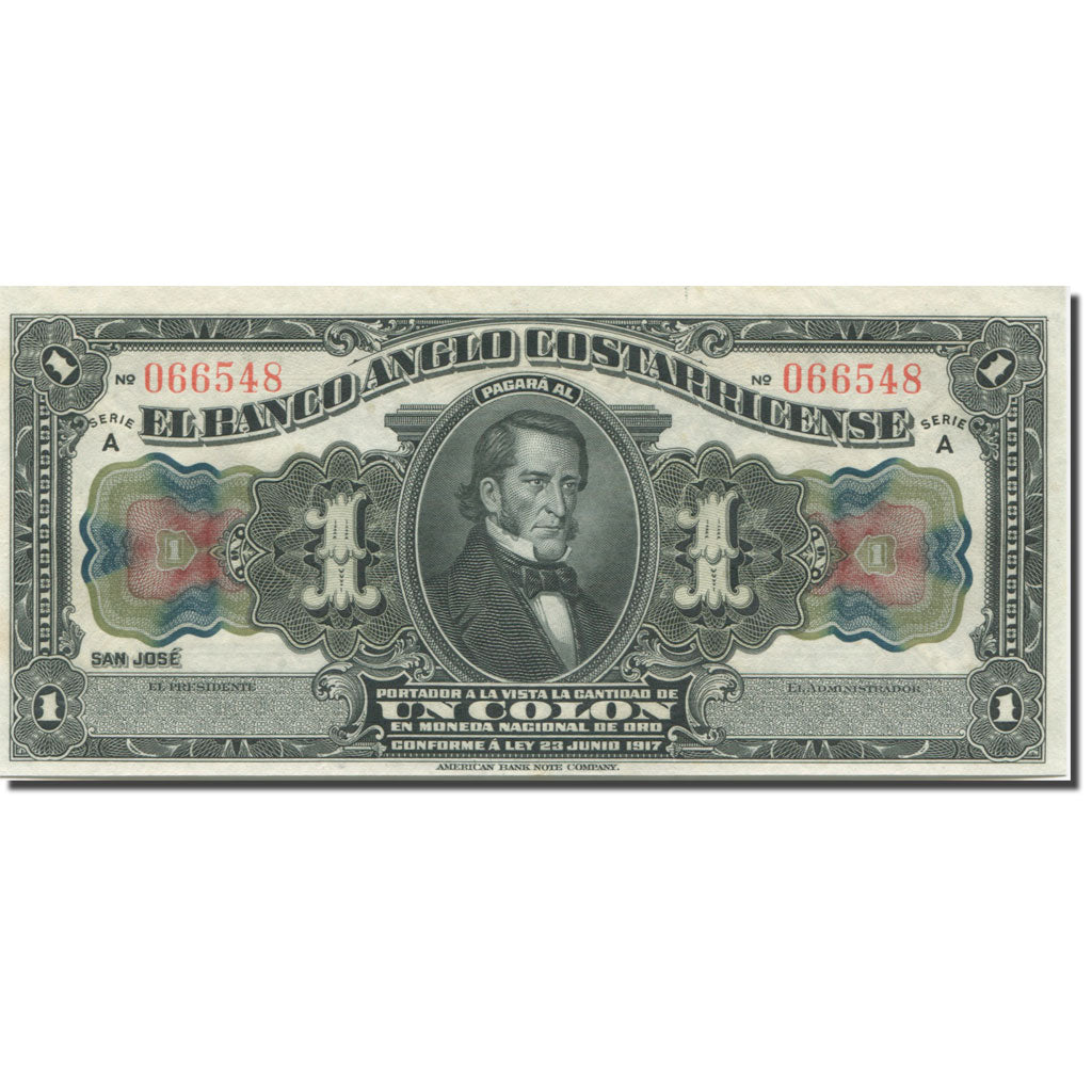 Banknote, Costa Rica, 1 Colon, L.1917, KM:S121r, UNC(65-70)