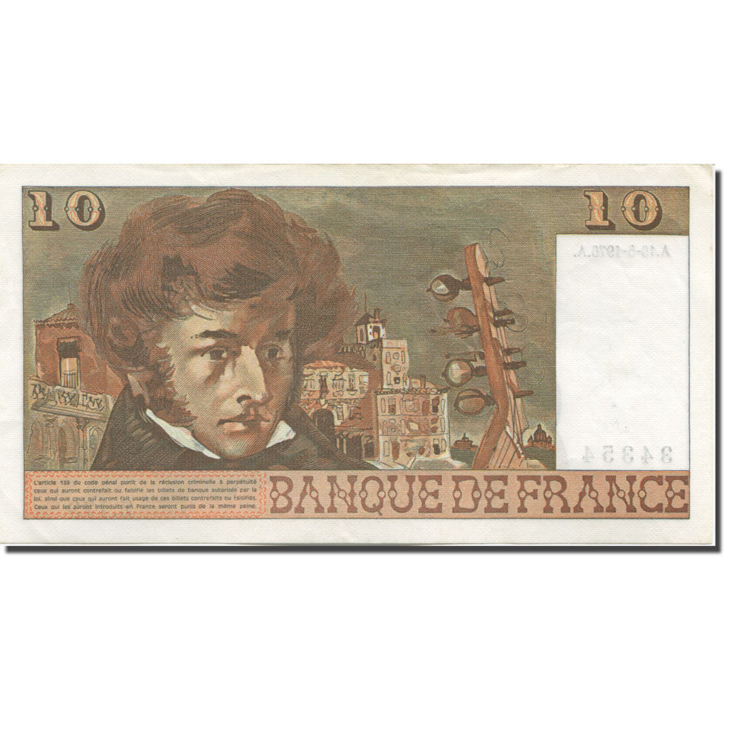 França, 10 Francs, Berlioz, 1975, 1975-05-15, UNC(63), Fayette:63.10, KM:150b