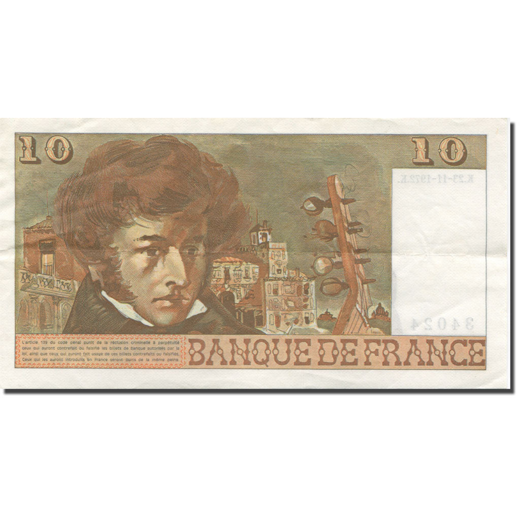 Francia, 10 Francs, Berlioz, 1972, 1972-11-23, BB, Fayette:63.1, KM:150a