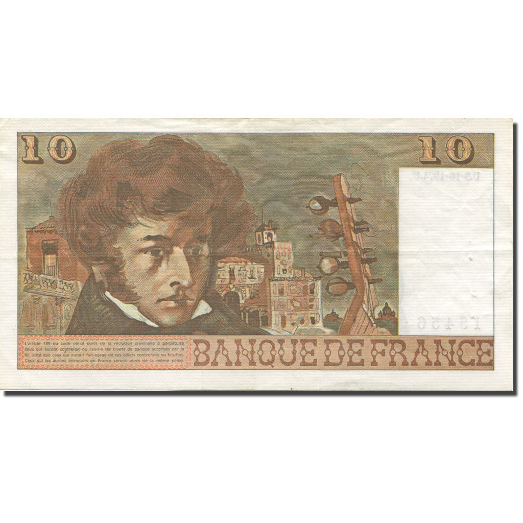 France, 10 Francs, Berlioz, 1974, 1974-10-03, EF(40-45), Fayette:63.7a, KM:150a