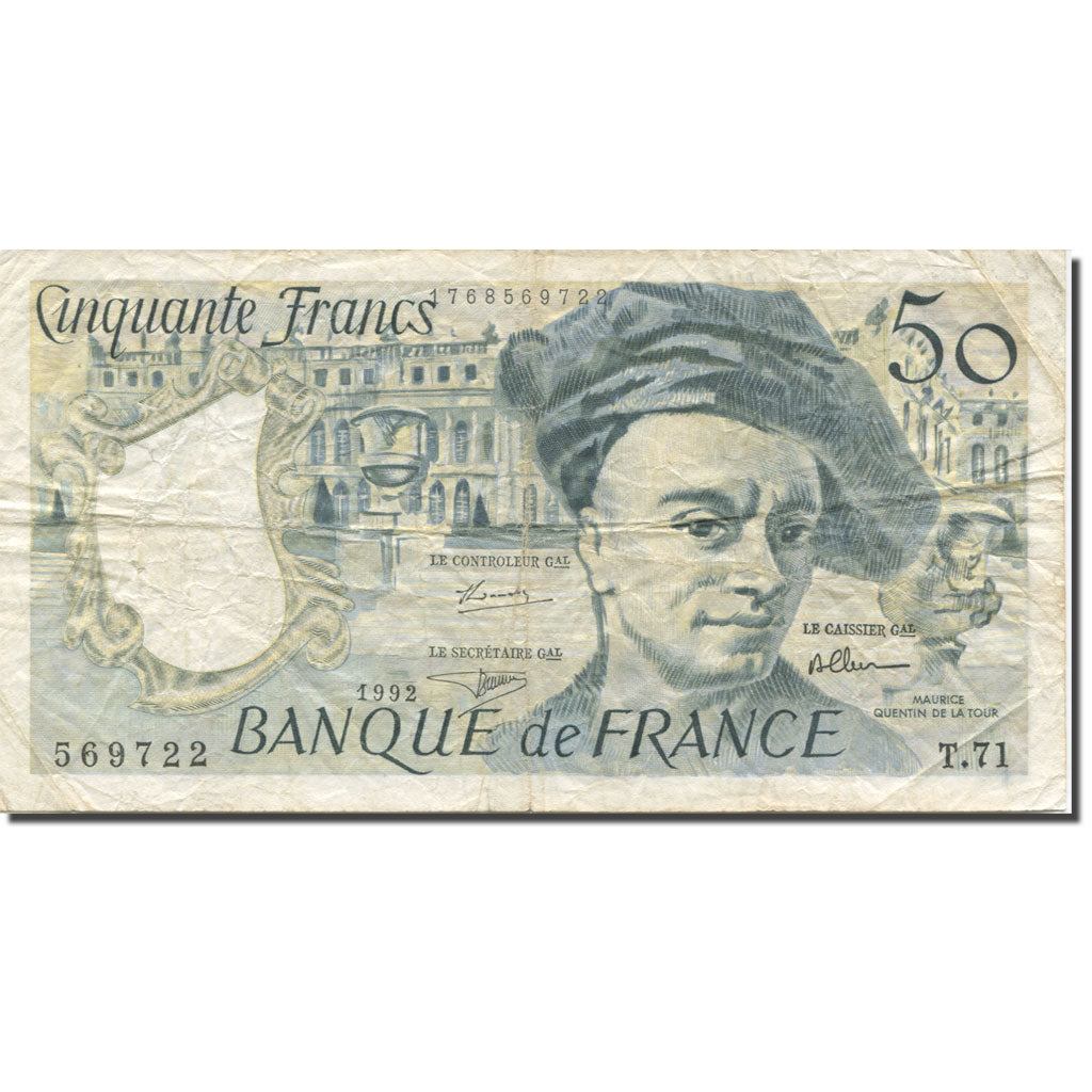 Francja, 50 Francs, Quentin de La Tour, 1992, VF(30-35), Fayette:67.18, KM:152f