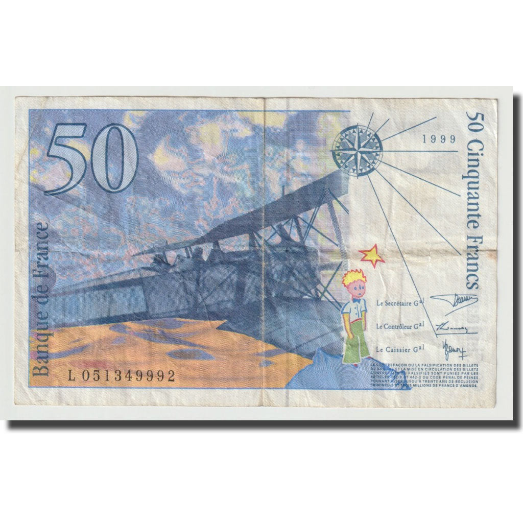 Frankreich, 50 Francs, St Exupéry, 1999, SS, Fayette:73.5, KM:157Aa