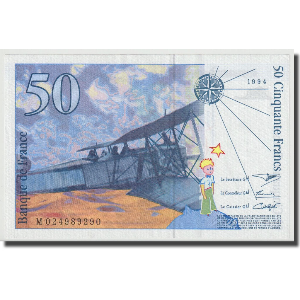 France, 50 Francs, St Exupéry, 1994, UNC(63), Fayette:73.1d, KM:157Aa
