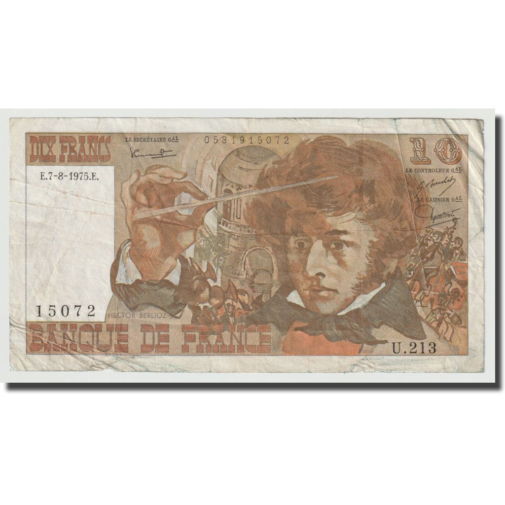 Frankreich, 10 Francs, Berlioz, 1975, 1975-08-07, S, Fayette:63.12, KM:150b