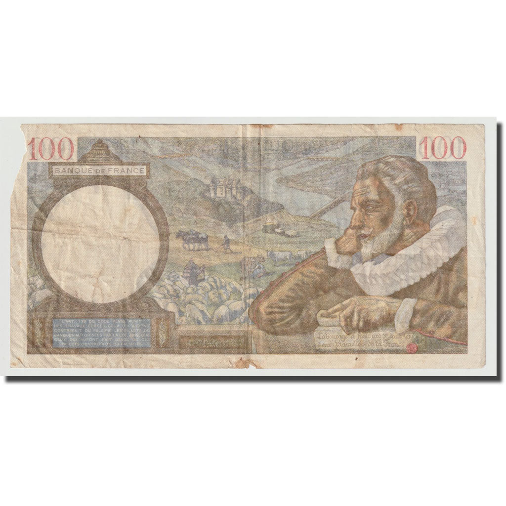 France, 100 Francs, Sully, 1942, 1942-02-12, TB, Fayette:26.66, KM:94