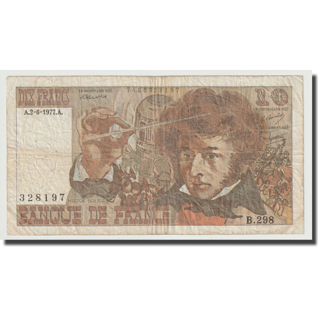 France, 10 Francs, Berlioz, 1977, 1977-06-02, TB, Fayette:F63.22, KM:150c