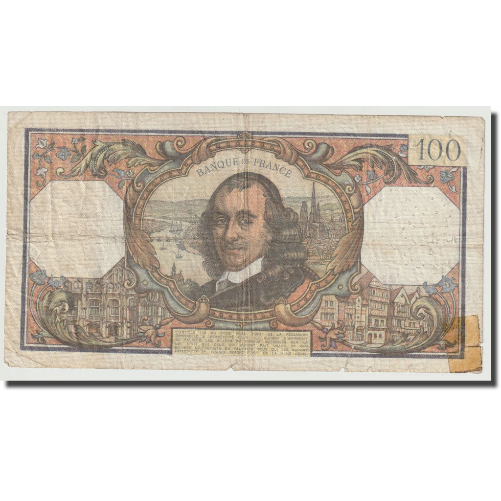 France, 100 Francs, Corneille, 1970, 1970-04-02, B+, Fayette:65.31, KM:149c
