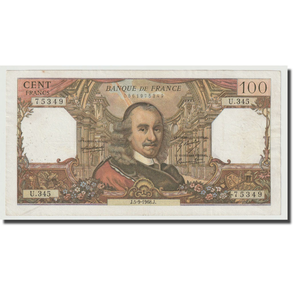 Francia, 100 Francs, Corneille, 1968, 1968-09-05, BC+, Fayette:65.23, KM:149c