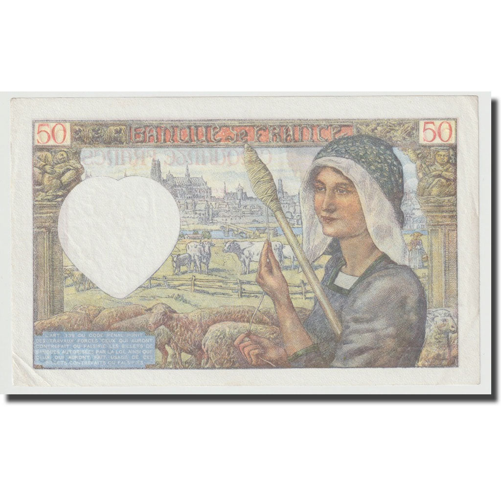 França, 50 Francs, Jacques Coeur, 1942, 1942-01-08, UNC(60-62), Fayette:19.18