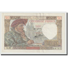 França, 50 Francs, Jacques Coeur, 1941, 1941-03-13, AU(55-58), Fayette:19.07
