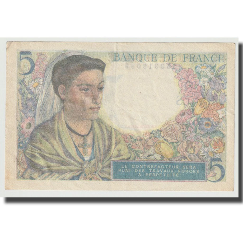 Francia, 5 Francs, Berger, 1943, 1943-12-23, BB+, Fayette:5.5, KM:98a