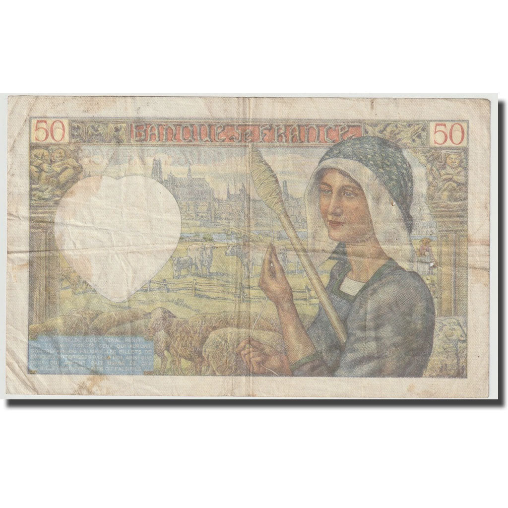 France, 50 Francs, Jacques Coeur, 1941, 1941-01-23, VF(20-25), Fayette:19.5