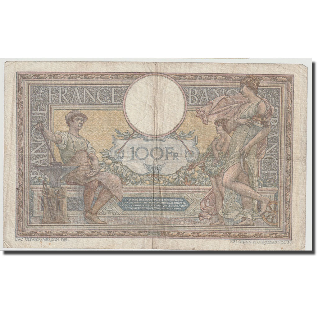 France, 100 Francs, Luc Olivier Merson, 1919, 1919-03-04, VF(20-25)
