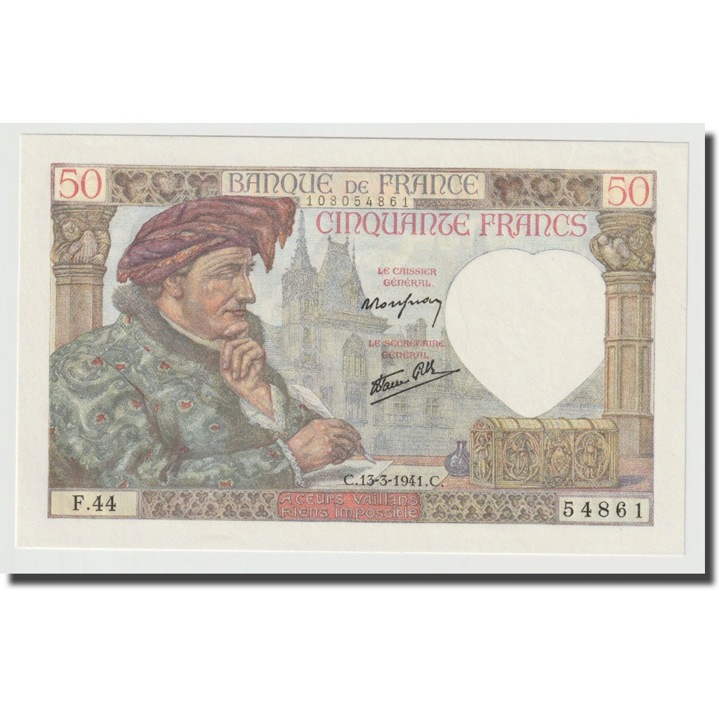 Frankrijk, 50 Francs, Jacques Coeur, 1941, 1941-03-13, NIEUW, Fayette:19.7