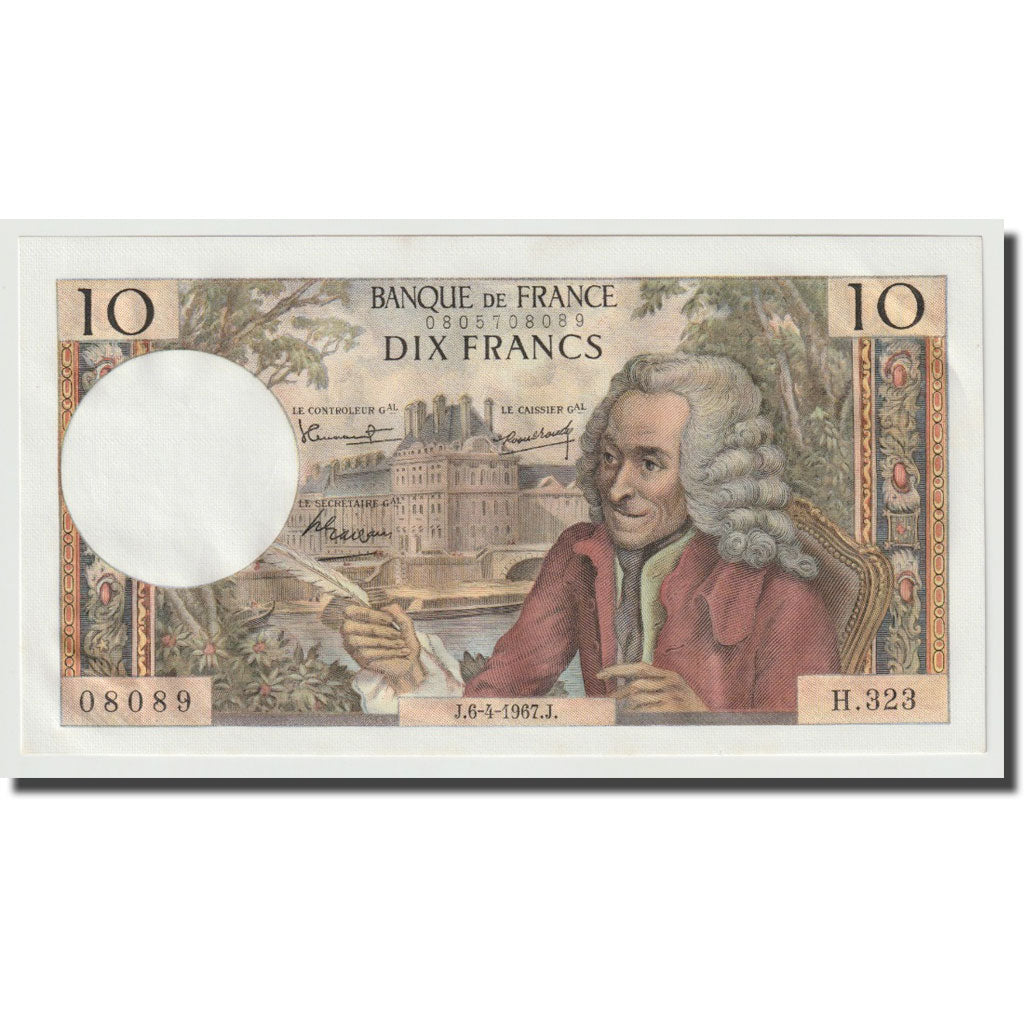 Francia, 10 Francs, Voltaire, 1967, 1967-04-06, FDS, Fayette:62.26, KM:147b