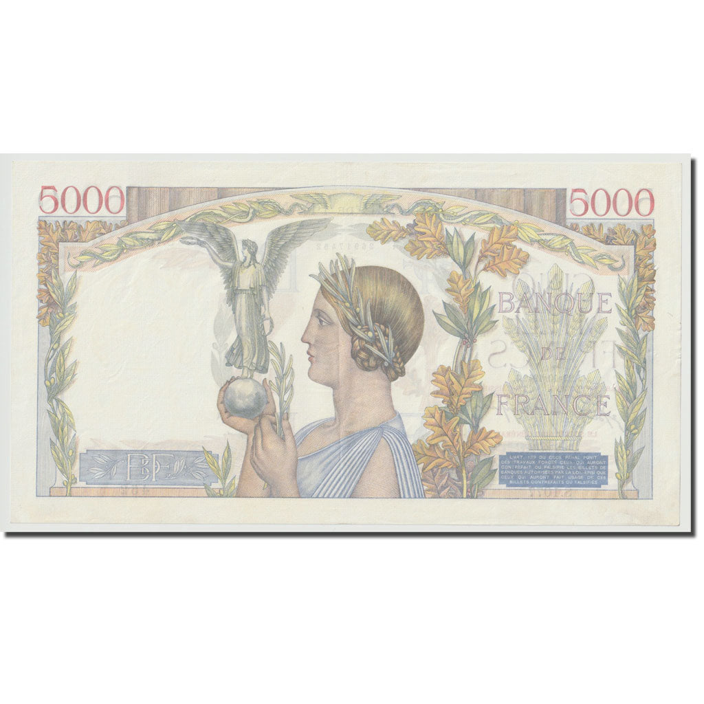 França, 5000 Francs, Victoire, 1942, 1942-10-22, AU(55-58), Fayette:46.43
