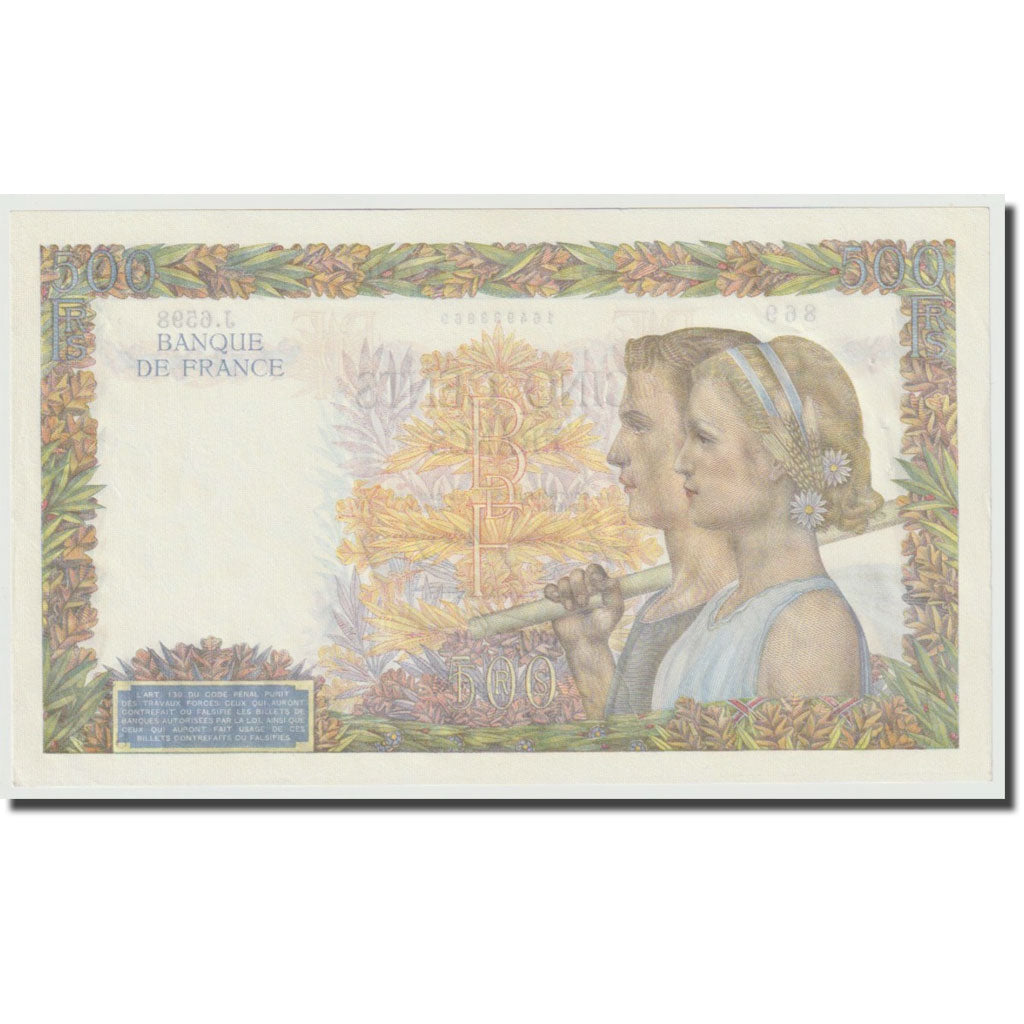 Frankrijk, 500 Francs, La Paix, 1942, 1942-09-03, SPL, Fayette:32.39, KM:95b