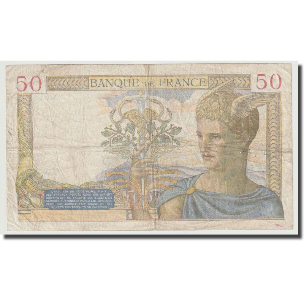Frankrijk, 50 Francs, Cérès, 1936, 1936-11-19, TB+, Fayette:17.5, KM:81