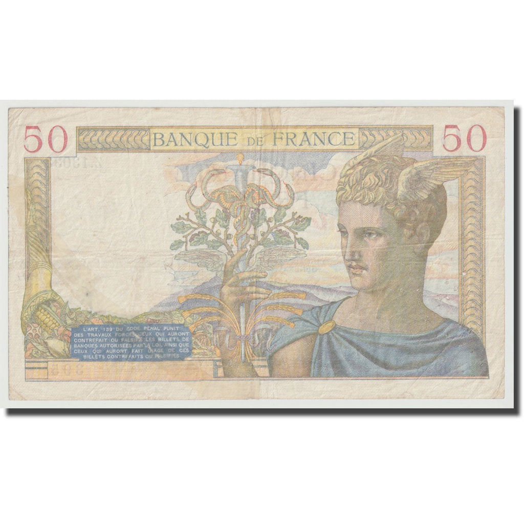 Frankreich, 50 Francs, Cérès, 1940, 1940-04-04, SGE, Fayette:17.4, KM:81