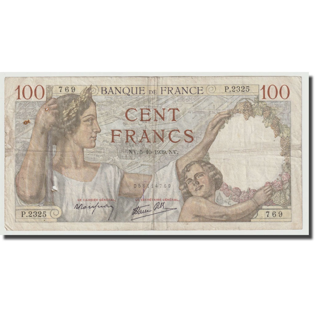 Francia, 100 Francs, Sully, 1939, 1939-10-05, BC, Fayette:26.9, KM:94