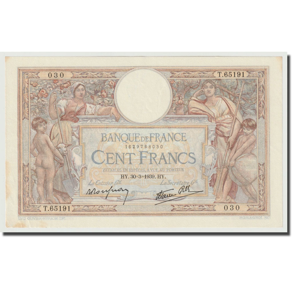 Francia, 100 Francs, Luc Olivier Merson, 1939, 1939-03-30, SPL, Fayette:25.44