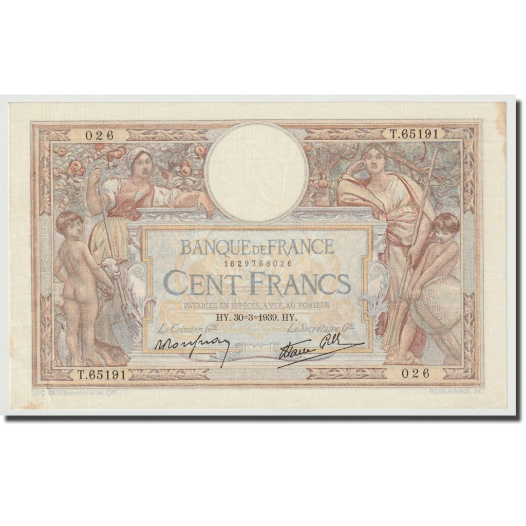 Francia, 100 Francs, Luc Olivier Merson, 1939, 1939-03-30, SPL-, Fayette:25.44