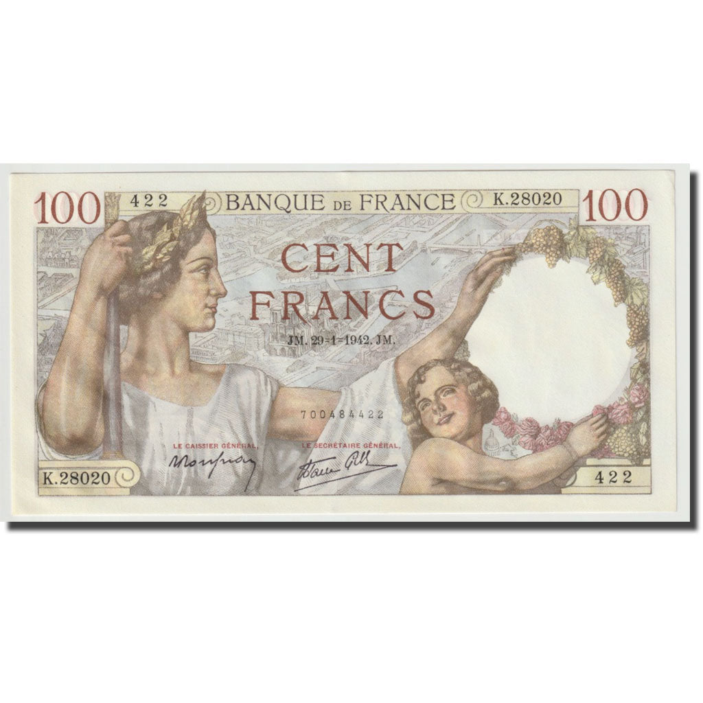 Francja, 100 Francs, Sully, 1942, 1942-01-29, UNC(65-70), Fayette:26.65, KM:94