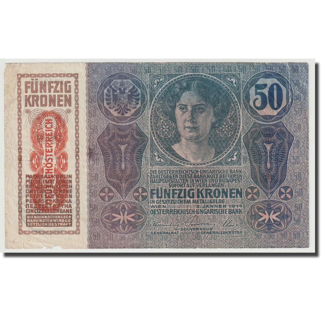 Banknote, Austria, 50 Kronen, 1914, 1914-01-02, KM:15, AU(50-53)