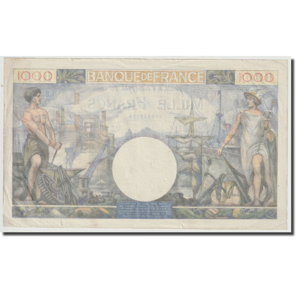 France, 1000 Francs, Commerce et Industrie, 1944, 1944-07-06, AU(50-53)