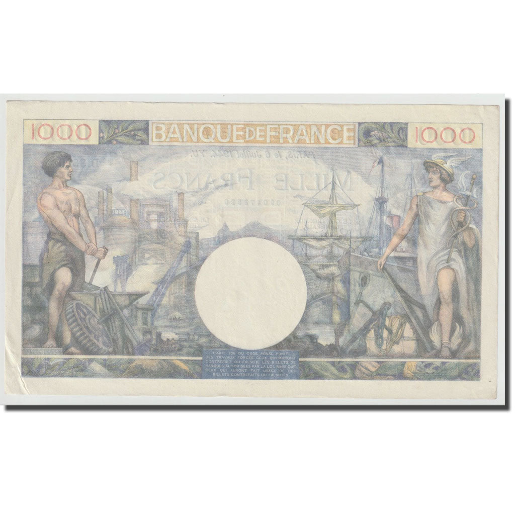 France, 1000 Francs, Commerce et Industrie, 1944, 1944-07-06, AU(50-53)