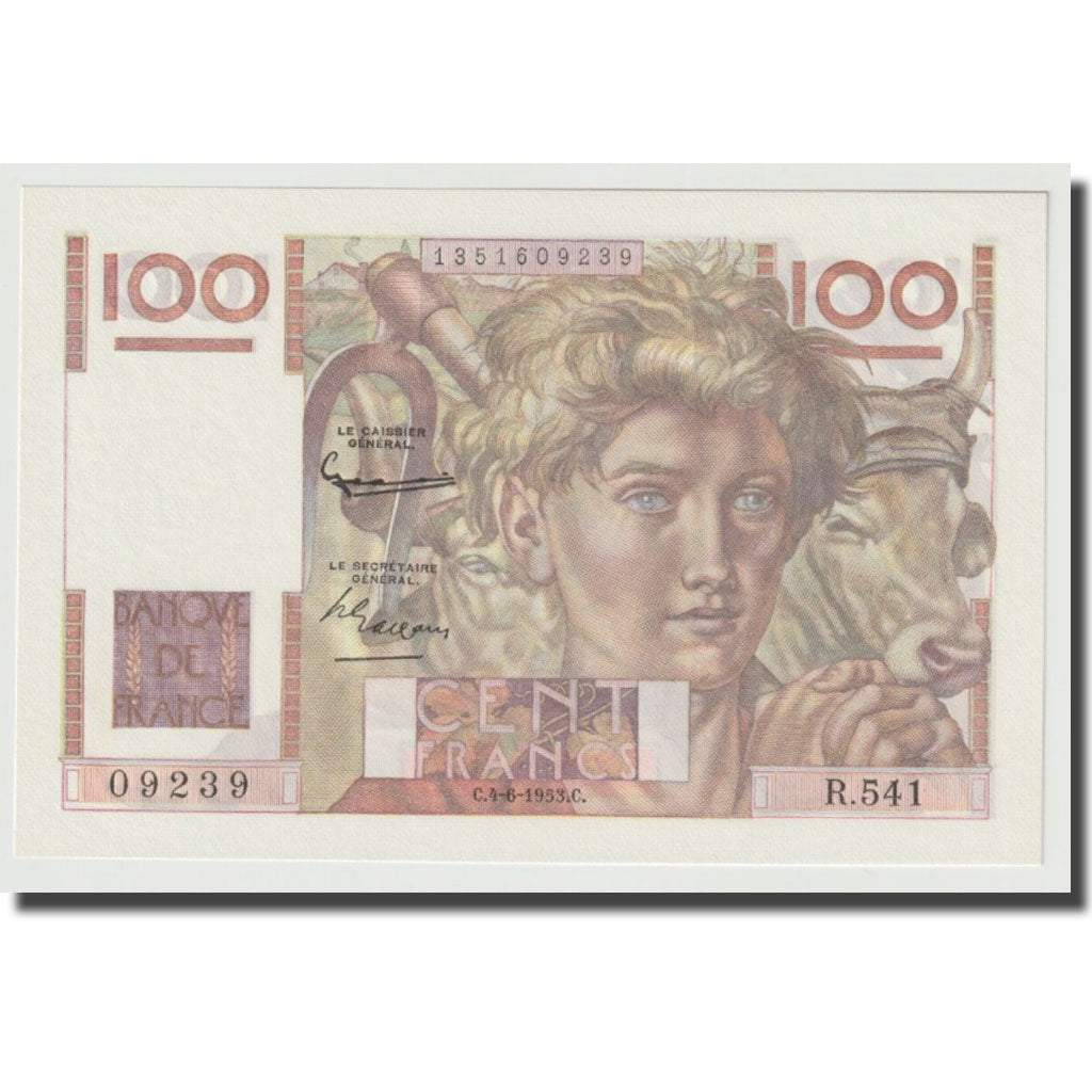 Frankreich, 100 Francs, Jeune Paysan, 1953, 1953-06-04, UNZ, Fayette:28.37