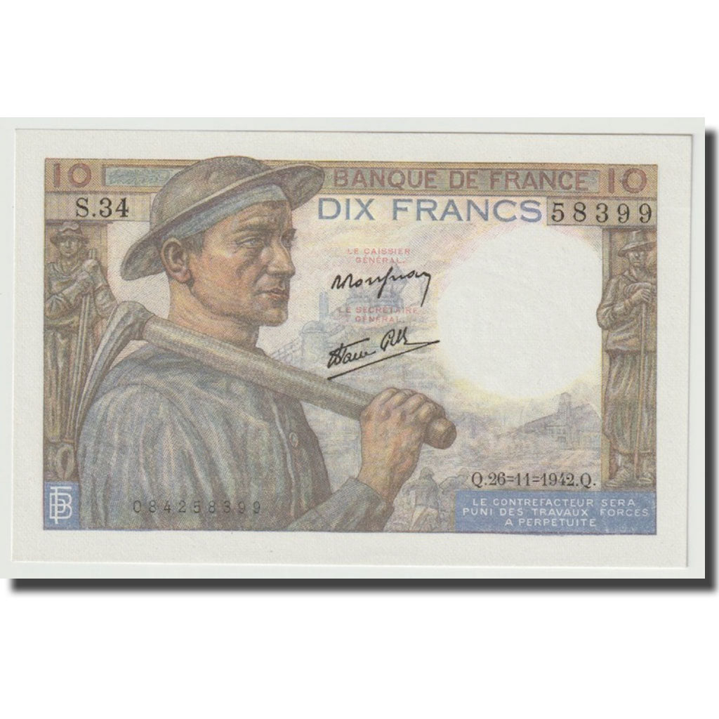 Francia, 10 Francs, Mineur, 1946, 1946-09-26, UNC, Fayette:8.15, KM:99a