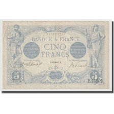 France, 5 Francs, Bleu, 1917, VF(20-25), Fayette:2.47, KM:70