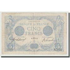 Francja, 5 Francs, Bleu, 1915, VF(20-25), Fayette:2.26, KM:70