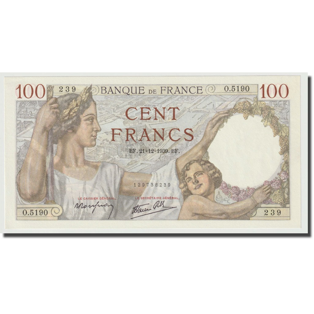 Francja, 100 Francs, Sully, 1939, 1939-12-21, UNC(65-70), Fayette:26.18, KM:94