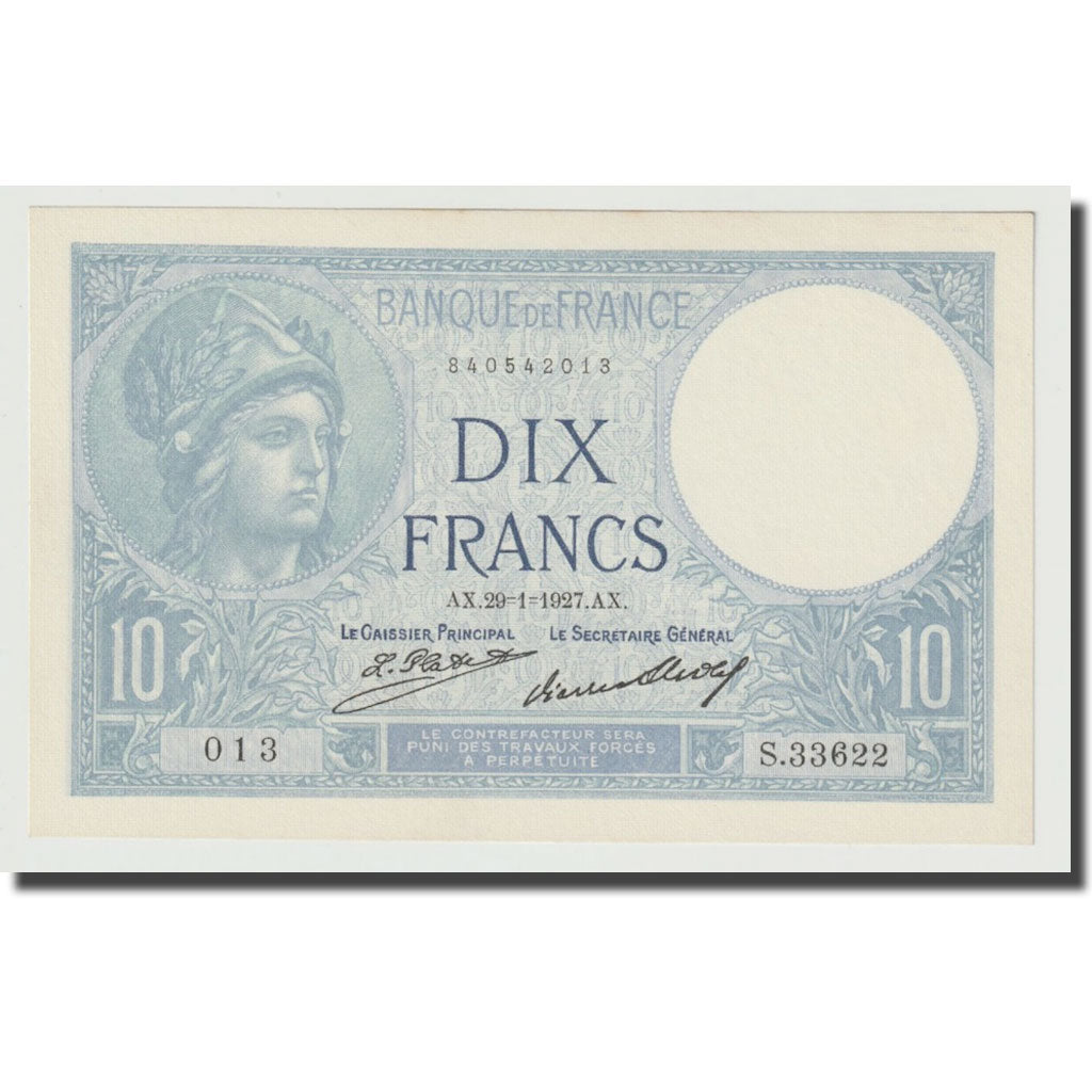Frankreich, 10 Francs, Minerve, 1927, 1927-01-29, UNZ-, Fayette:6.12, KM:73d