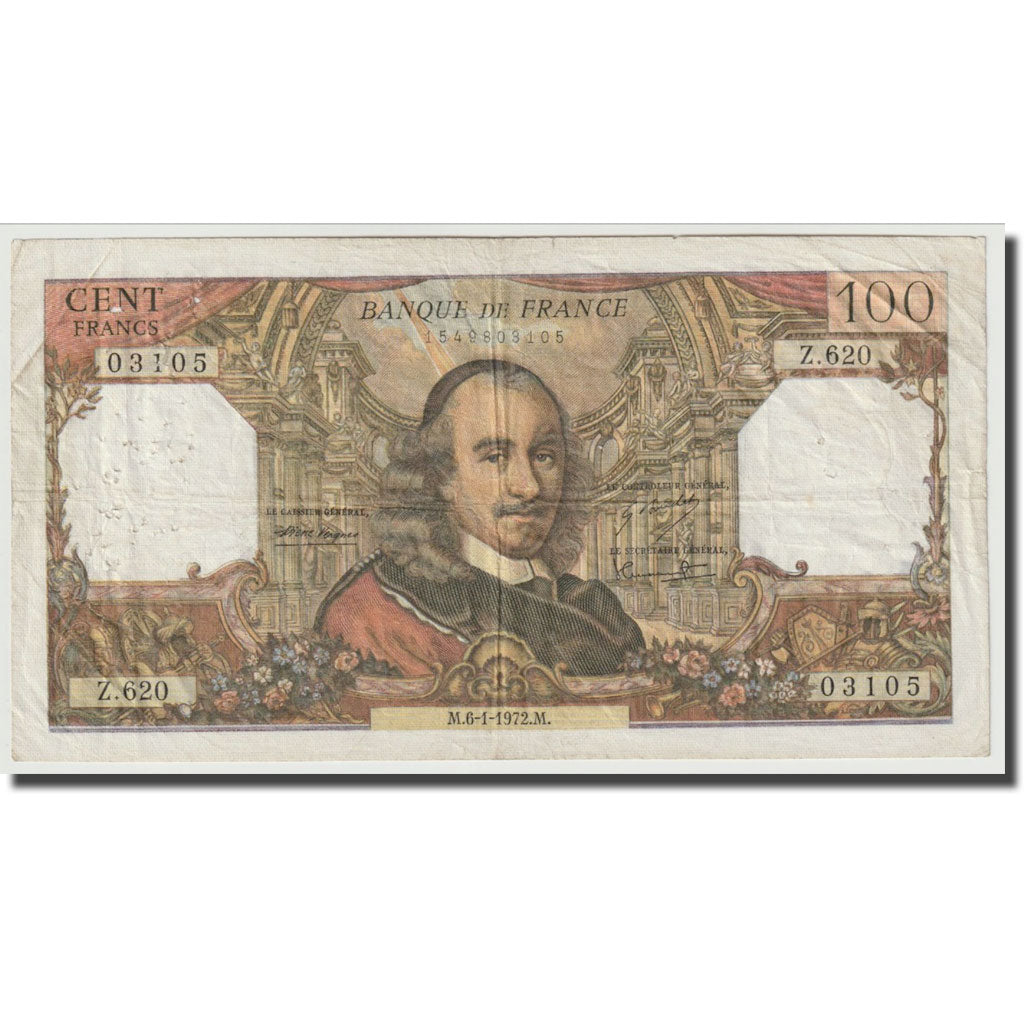Francia, 100 Francs, Corneille, 1972, 1972-01-06, BC+, Fayette:65.38, KM:149d