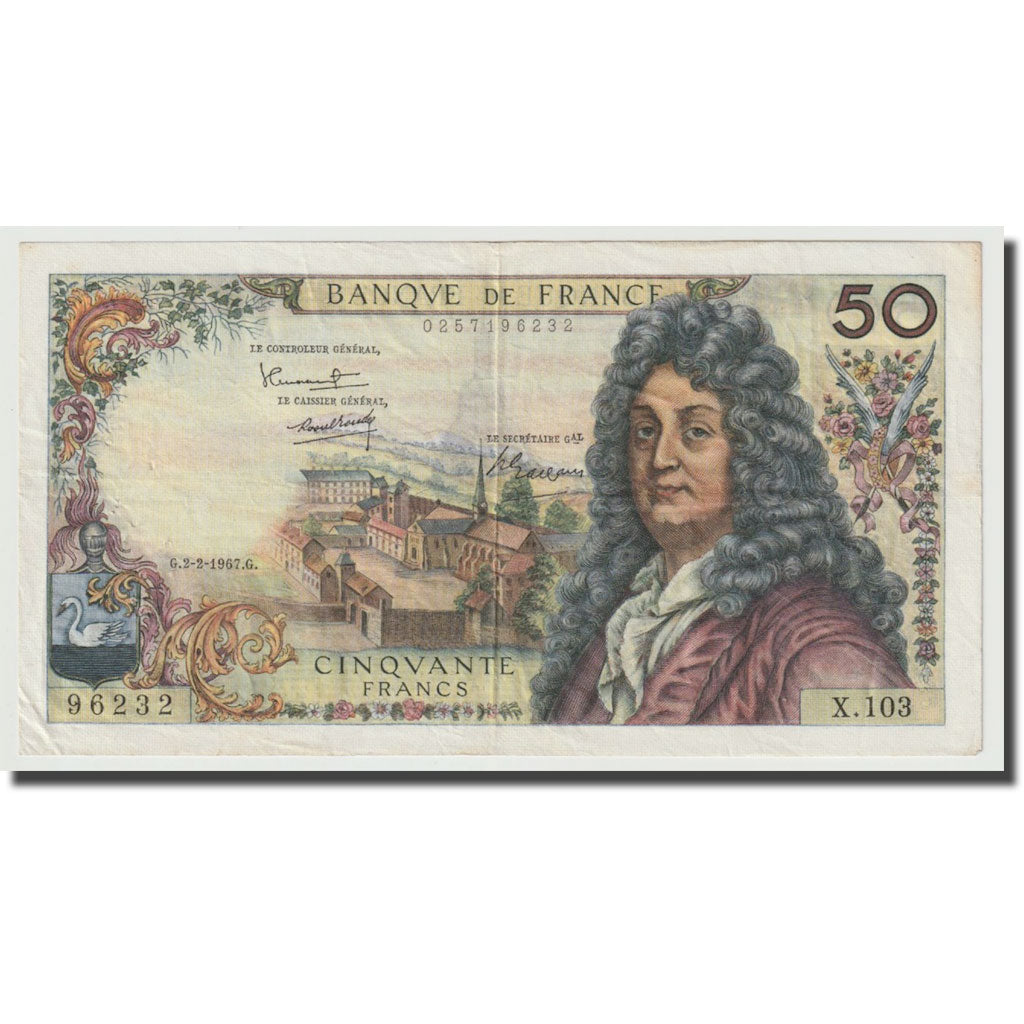 Francia, 50 Francs, Racine, 1967, 1967-02-02, MBC, Fayette:64.9, KM:148b