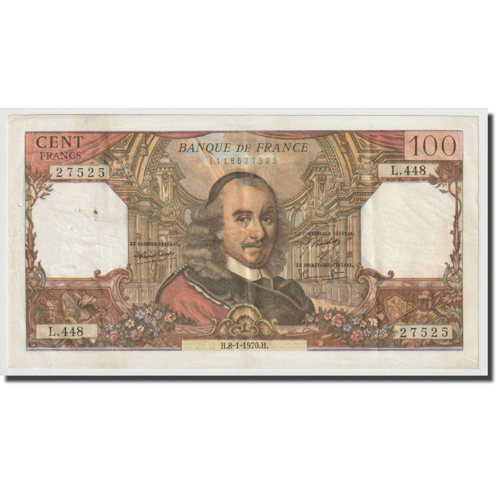 Francja, 100 Francs, Corneille, 1970, 1970-01-08, EF(40-45), Fayette:65.29
