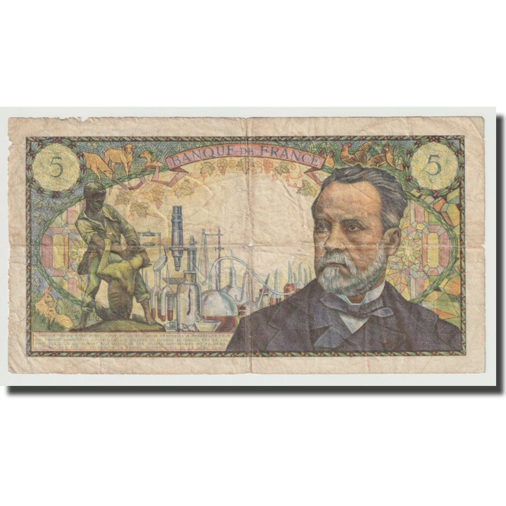 France, 5 Francs, Pasteur, 1966, 1966-07-07, F(12-15), Fayette:61.2, KM:146a