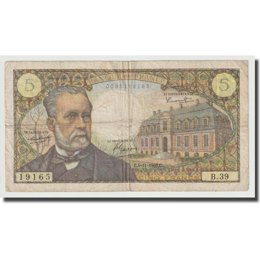 Francia, 5 Francs, Pasteur, 1966, 1966-11-04, MB, Fayette:61.4, KM:146a