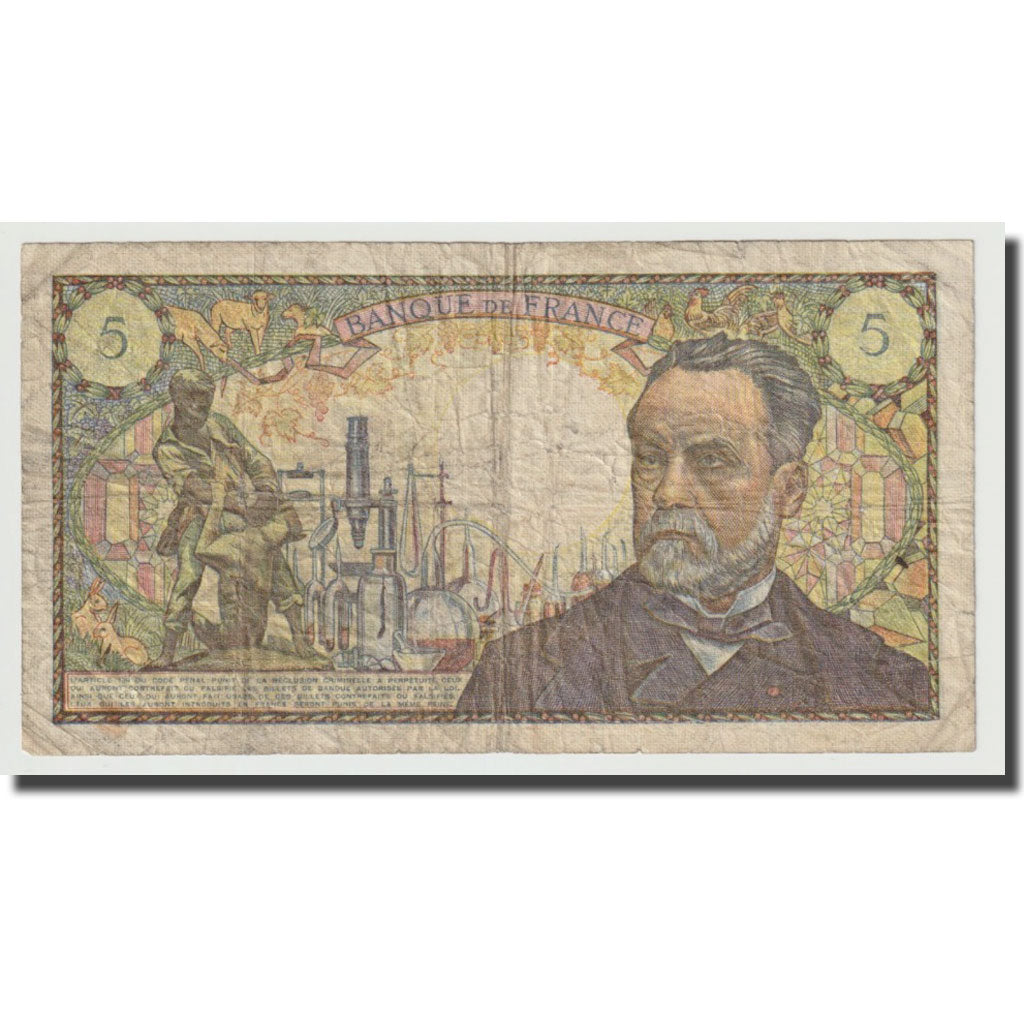 France, 5 Francs, Pasteur, 1970, 1970-01-08, VF(20-25), Fayette:61.12, KM:146b