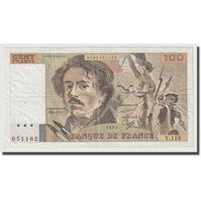 France, 100 Francs, Delacroix, 1987, EF(40-45), Fayette:69.10, KM:154b