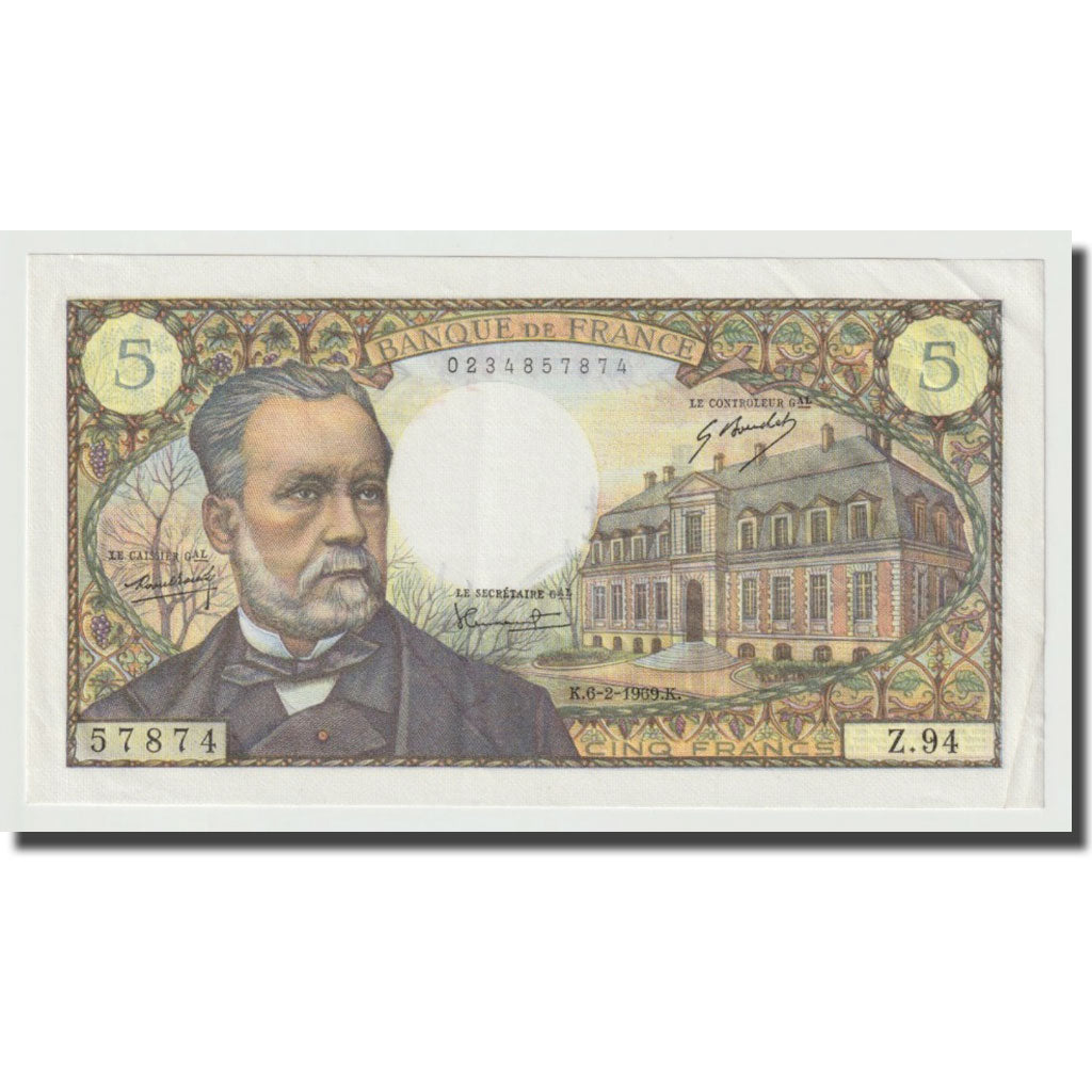Francia, 5 Francs, Pasteur, 1969, 1969-02-06, EBC+, Fayette:61.09, KM:146b