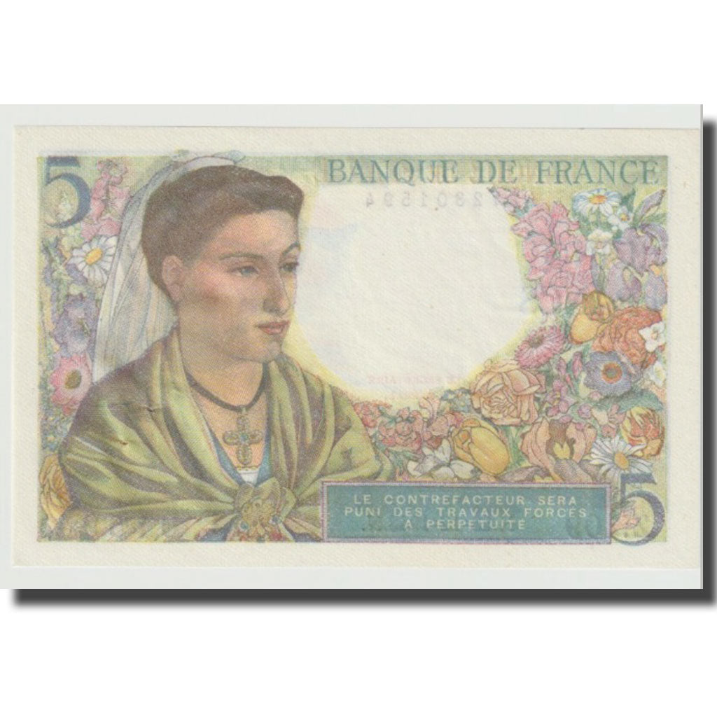 France, 5 Francs, Berger, 1943, 1943-12-23, UNC(63), Fayette:05.05, KM:98a