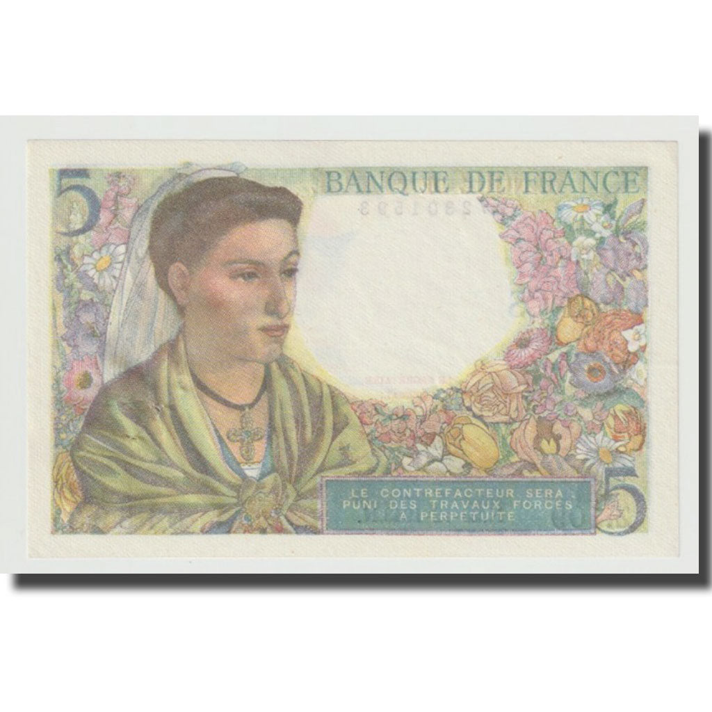 France, 5 Francs, Berger, 1943, 1943-12-23, UNC(63), Fayette:05.05, KM:98a