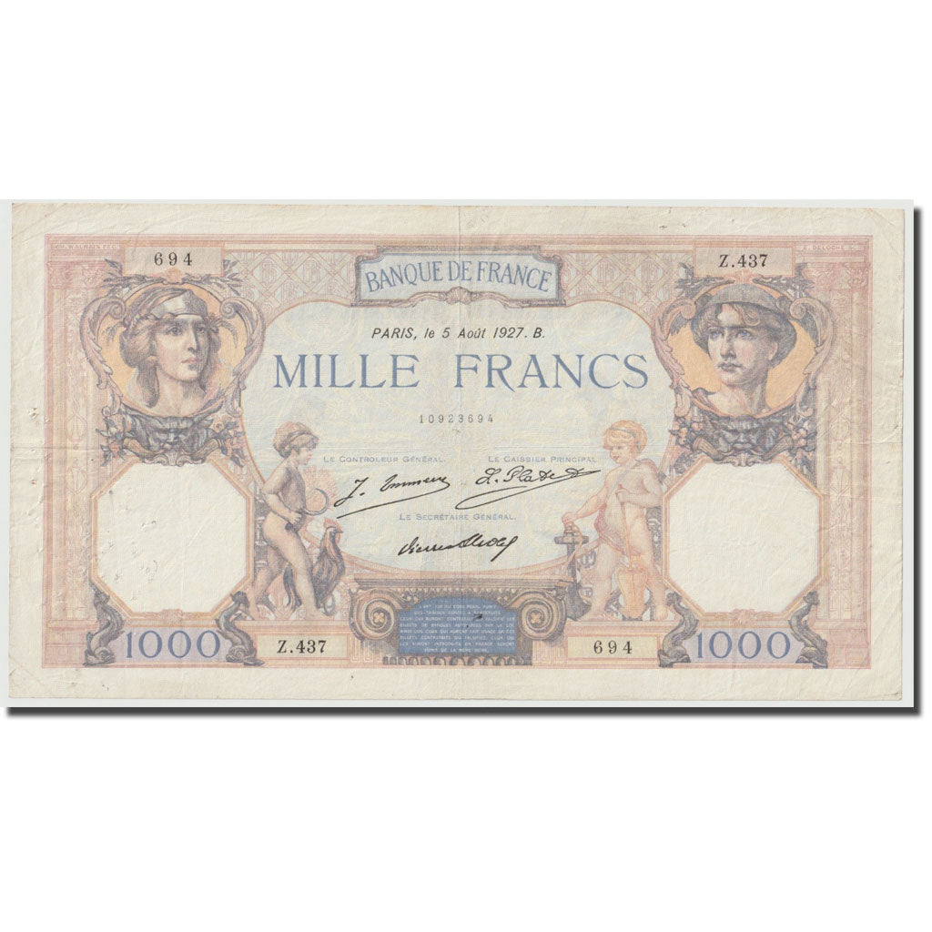 France, 1000 Francs, Minerve et Hercule, 1927, 1927-08-05, EF(40-45)