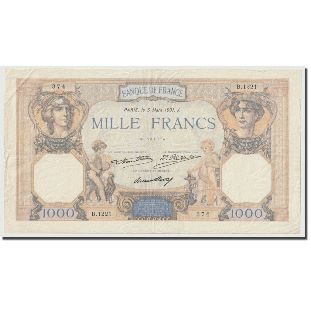 France, 1000 Francs, Minerve et Hercule, 1931, 1931-03-05, EF(40-45)
